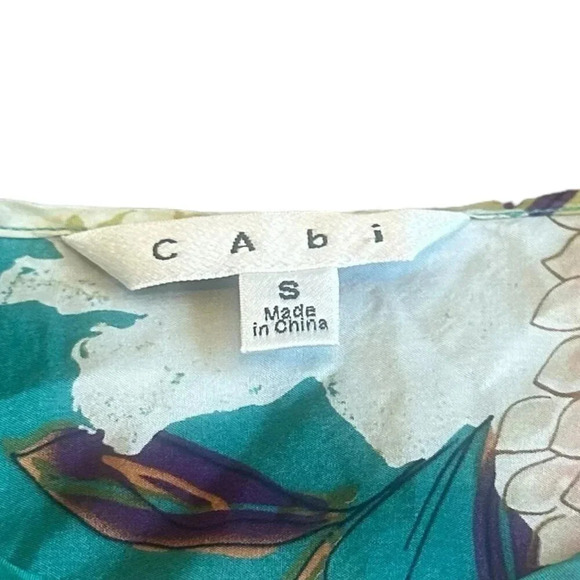 Cabi Bold Floral 100% Silk Mini Dress Tunic Top Abstract Size Small Women's - Picture 11 of 12